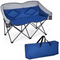 thumbnail image 1 of Costway Folding Camping Chair Loveseat Double Seat w/ Bags & Padded Backrest Blue, 1 of 10