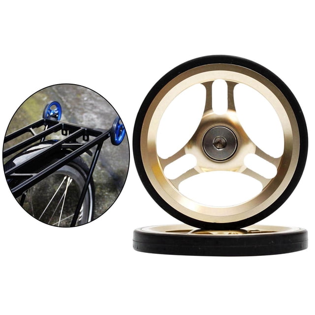 Langgg Folding Bike Easy Wheel EZ Wheels for Traveling Rack Champagne