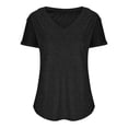 thumbnail image 4 of Timegard Tops for Women V Neck Short Sleeve Button Comfy Summer Casual Loose Tops Tee Solid Color, 4 of 6