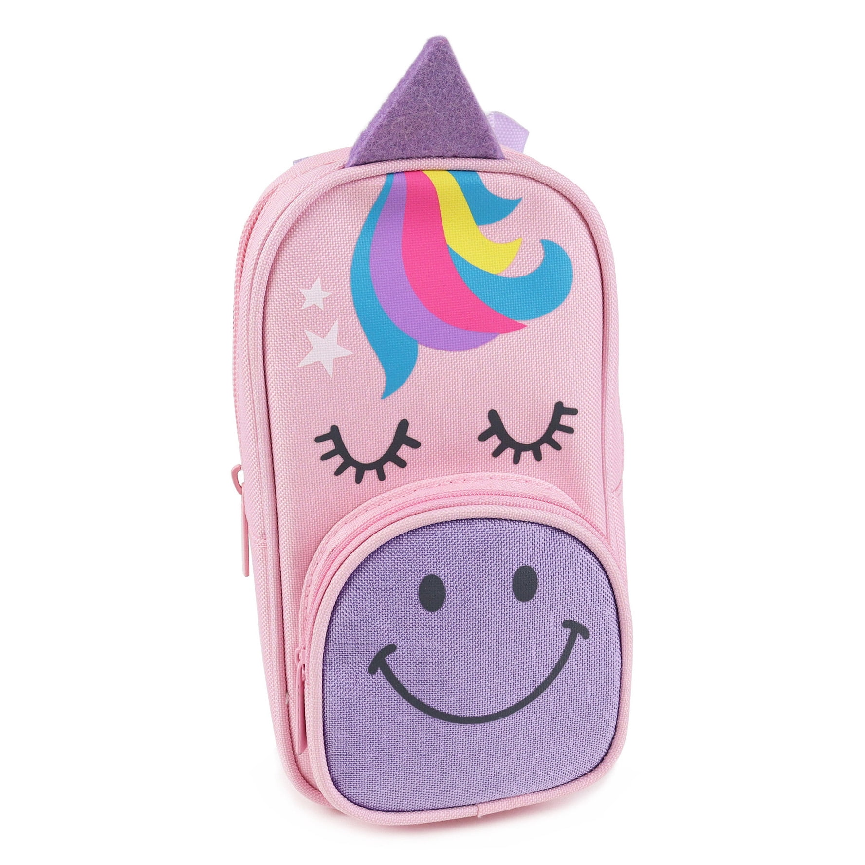 Pen+Gear Trousse à crayons fantaisie en forme de sac à dos avec bandoulière en forme de licorne, polyester rose, l'école primaire et préscolaire