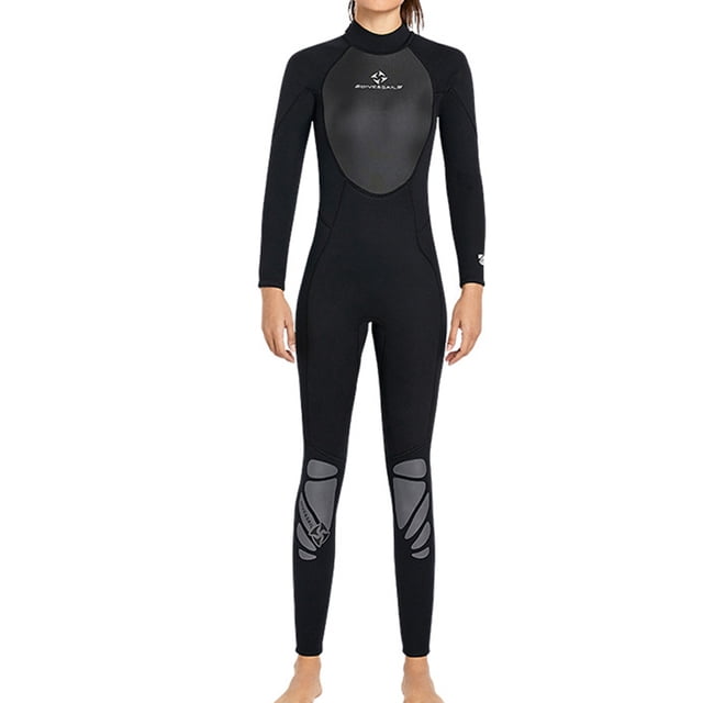 QualitChoice Combinaison de Plongée Haute Efficacité à Manches Longues, Maillot de Bain Doux pour la Peau, Col Ras du Cou Classique, Structure Composite à Trois Couches, Combinaison pour Femmes, Noir G