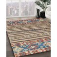 thumbnail image 2 of Ahgly Company Indoor Round Abstract Burly Brown Abstract Area Rugs, 4' Round, 2 of 6