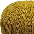 thumbnail image 3 of SIMPLIHOME Pouf Rond en Tricot à la Main Shelby, Repose-Pieds, Rembourré en Coton Moutarde, pour le Salon, la Chambre et la Chambre d'Enfant, Transitionnel, Moderne, 3 of 5