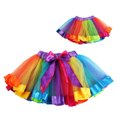 thumbnail image 4 of EYIIYE Little Girls Tutu Skirt Rainbow Mesh Multi-Layer Short Summer Skirt, 4 of 7
