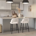 thumbnail image 1 of CorLiving Talia Luxe Velvet Upholstered Indoor Counter Height Barstools with Key Hole Backs and Metal Legs, Cream (Set of 2), 1 of 10