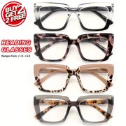 4pcs Retro Women's Reading Glasses Set Leopard Print Tortoiseshell Frames with Spring Hinges PC Lenses for Daily Fashion & Reading