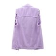 thumbnail image 2 of Denim Vest for Women Plus Size Casual Button Down Solid Color Ripped Crop Jacket Vest Waistcoat Streetwear, 2 of 6