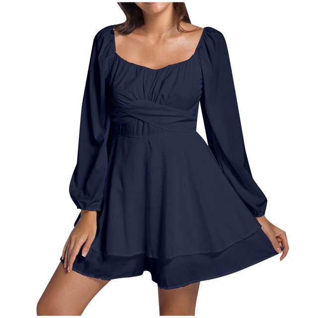Womens Solid Jumpsuit Long Shorts Jumpsuit Sleeve Ruffle Layer Tie Jumpsuits Mini Short Romper Jumpsuit