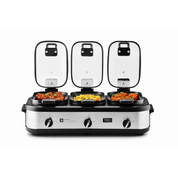 TRU Triple Slow Cooker with Locking Lids