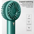 thumbnail image 3 of Baohd Handheld Fan Adjustable Rechargeable Portable Cooling Device Travel Battery Operated Outdoor Brushless Plastic Cooler Gift Green Without Light, 3 of 7