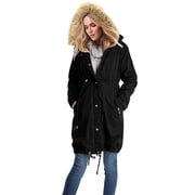 FAVIPT Womens Maternity Winter Coat 3 in 1 Thickened Quilted Hooded Outwear Puffer Down Warm Long Jacket Parka with Pockets 2025 Black,XXL