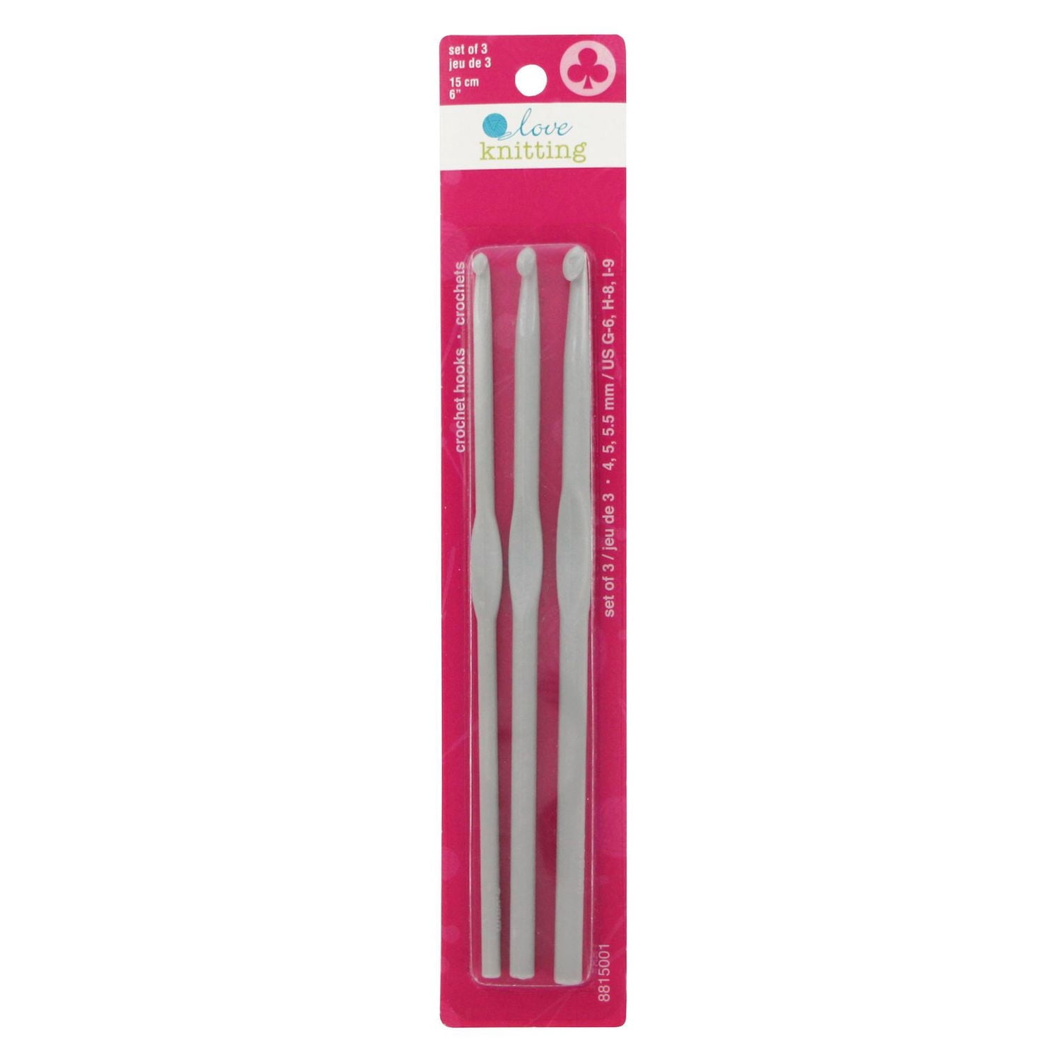 LOVE KNITTING 15 cm (5.9 in) Crochet Hook Set - (4 mm (0.16 in), 5 mm (0.2 in), 5.5 mm (0.22 in))