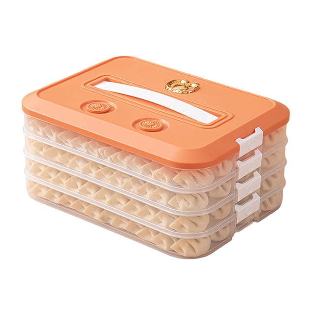 Binwennn Kitchen Organizers for Pantry Freezer Containers for Food Freezer Shelf for Top Freezer Dumpling Storage 4 Layer Dumpling Food Storage Containers With Lid For Fridge Stackable Cookie
