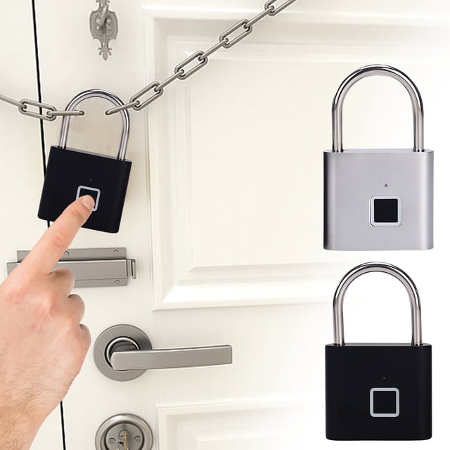 Vaidha Padlock Fingerprint Digital Lock Portable Security For Cabinet Gym Door Luggage Suitcase Bags Lockers Backpack