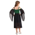 thumbnail image 2 of Yartina Girls Medieval Renaissance Princess Dresses Cold Shoulder Long Sleeve Gothic Victorian Dress Green 6, 2 of 5