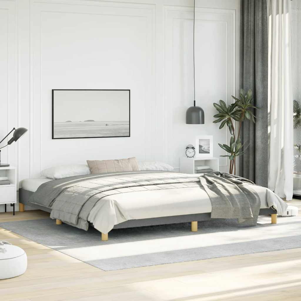 vidaXL Bed Frame Dark Grey 193x203 cm King Fabric