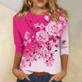 thumbnail image 1 of Xihbxyly Grande Taille Tops pour Femmes Manches 3/4 Mode Féminine Manches Trois Quarts Col Rond Rétro Imprimé de Pâques Blouse Tops Ample, 1 of 4
