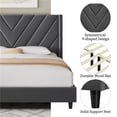 thumbnail image 4 of Yaheetech Upholstered Platform Bed with Tufted Headboard and Wooden Slat Support, Queen, Dark Gray, 4 of 6