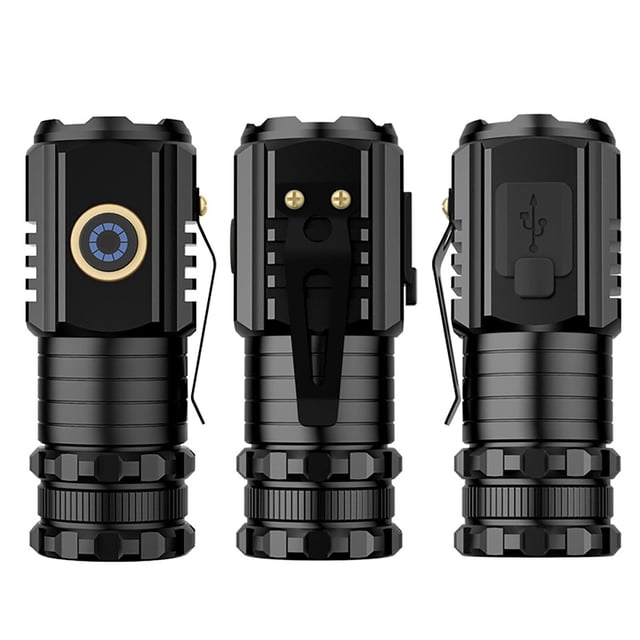 Boovnll Rechargeable Flashlights, Led Home Portable Small Mini Three-Eye Lamp Outdoor Strong Light Flashlight Rechargeable Super Bright Long-Range, Flashlights High Lumens, Flashlights, Flashlight