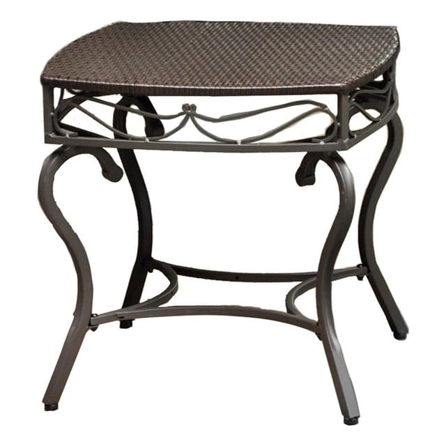 Pemberly Row Table d'Appoint de Patio en Métal, Chocolat/brun Mat