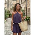 thumbnail image 4 of Women Mini Halter Dress Metal Eyelet Sleeveless Open Back Bubble Dress, 4 of 8