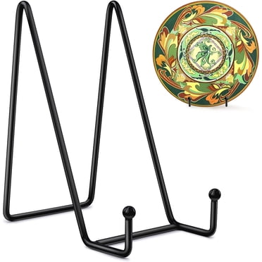 Mocoosy Lot de 2 Supports d'Exposition de 6 Pouces pour Assiette - Chevalet en Métal Noir en Fer, Supports de Cadre pour Exposer des Photos, des Images, une Assiette Décorative, une Vaisselle et des Oeuvres d'Art de Table