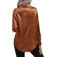 thumbnail image 3 of Innerwin Shirts Long Sleeve Ladies Tunic Tops Office Button Down Soft Blouse Dark Brown S, 3 of 4