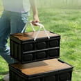 thumbnail image 4 of Collapsible Storage Bins Box with Lids and Handle, 30L Portable Plastic Storage Crate Containers Totes, Stackable Foldable Camping Basket Supplies for Camp Fishing Car RV, Office, 4 of 6
