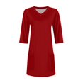 thumbnail image 5 of YFELWZ Womens Plus Size Tops Loose V Neck 3/4 Sleeve T Shirt Red S, 5 of 5