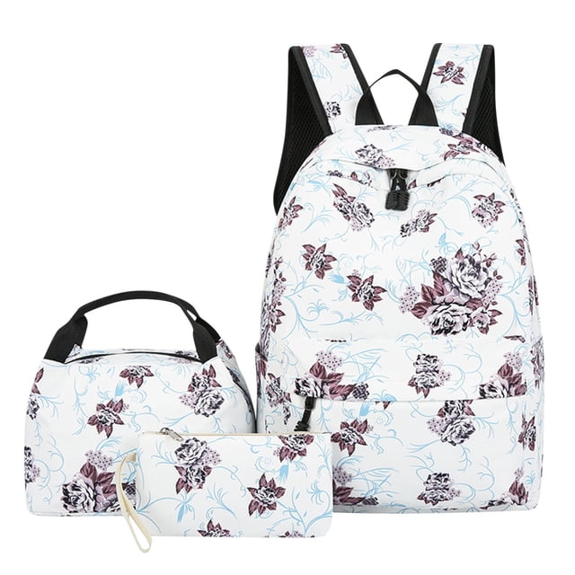 YIMWNYI Ensemble de Sac à Dos de Loisirs 3 Pcs à Grande Capacité, Motif Floral, Léger et Résistant à l'Eau, Bretelles Réglables Confortables, Sac à Dos Polyvalent pour les Voyages et l'Usage Quotidien