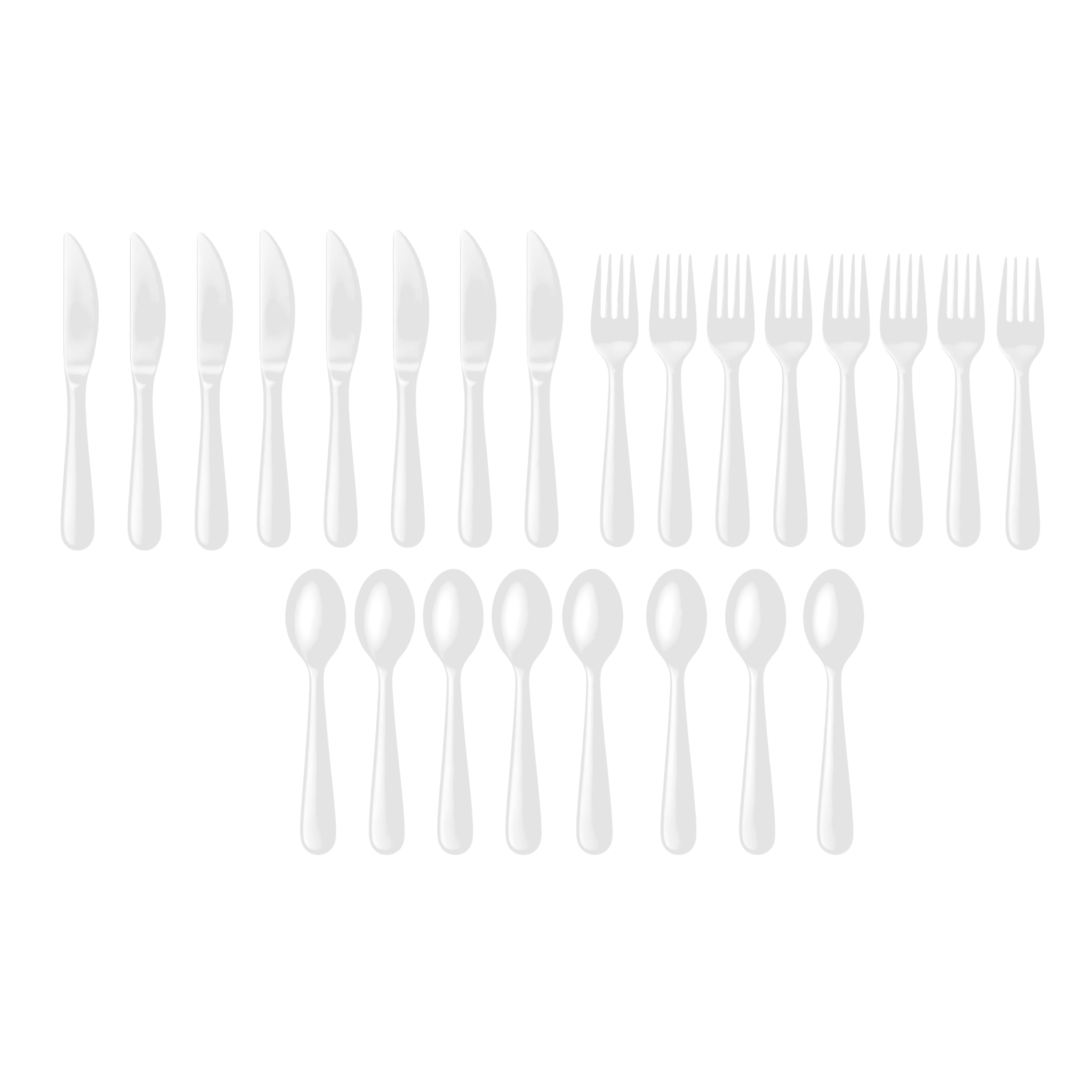 Fantastik Party Ensemble de couverts en plastique blancs, 24 pièces