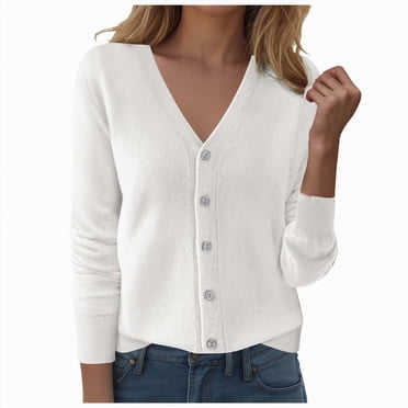 Splozh Long Cardigans for Women Fall Womens Printed Casual Cardigan Long Sleeved Top Cardigan Jacket Top White,2XL