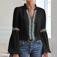 thumbnail image 4 of Timegard Women's Tops Lace Ruffle V Neck Long Sleeve Work Dressy Casual Loose Tops Fall Fashion Blouse, 4 of 6