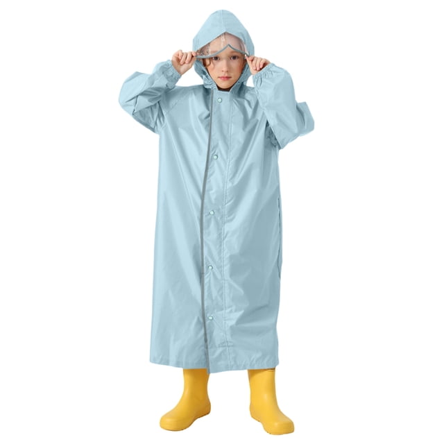 AJIWYH Rain Poncho Kids,Waterproof Jacket Kids Blue,6-8 Years