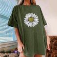 thumbnail image 2 of Hauts d'Été pour Femmes 2023 T-shirt à Manches Courtes Imprimé Petite Marguerite Col Rond Ample Blouse Pull, 2 of 5