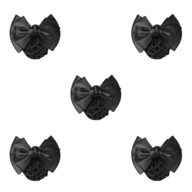 Baohd Wide Application Bow Work Hair Clips For Various Occasions Professional Hair Plate Mesh Pocket Two Bows-black 5Set