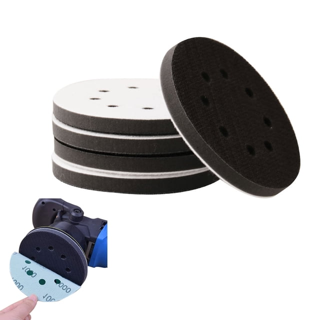 RULLINE 5-Pack 5" Hook & Loop Backing Pads - 8-Hole Soft Sponge Cushion, Dense Buffer Interface Pads for Tools