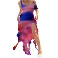 thumbnail image 1 of Débardeur d'Été pour Femmes Sans Manches Col Carré Irrégulière Ourlet Long Robe, 1 of 2