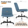 thumbnail image 3 of FDW Chaise Croisée, Roues Assise en Tailleur Bureau Moderne Pivotante Hauteur Réglable Siège Grand Tâche Informatique Confortable Tissu Sans Accoudoirs pour, Bleu, 3 of 7