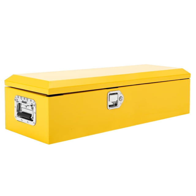 QinaQin Steel Truck Bed Toolbox, Diamond Plate Metal Storage Box with Lock and Side Handle for Pickup, Trailer and RV