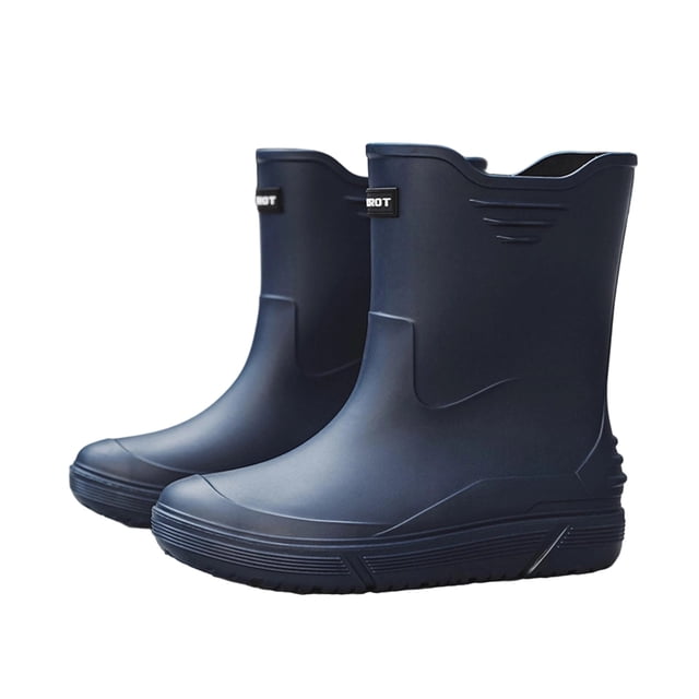 Dark Blue Mens Rain Boots With Solid Color Letter Design Waterproof Low Top Rubber Comfortable For Spring Summer Casual Outdoor Wear Size 43