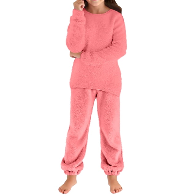 Chandail Décontracté à Manches Longues pour Enfants, Mode Automne, Couleur Unie, Col Rond, Universel pour Garçons et Filles, Ensemble de Chandails en Peluche Mignon