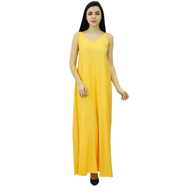 Bimba Robe Maxi Unie à Bretelles Spaghetti pour Femme pour l'Été, Tenue de Plage, Robe d'Été