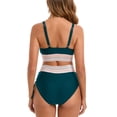 thumbnail image 4 of YUTK Womens Bathing Suits - Women's Bikini High Waisted Split Color Suit with Drawstring Gathered Abdominal Swimsuit Green Xl, 4 of 9