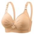 thumbnail image 3 of Pisexur 5PC Womens Bras No Underwire Seamless Pleated Full Coverage Bra Wireless Bras for Women Solid Color High Support Everyday Bra Underwear Plus Size Bras for Women, 3 of 6