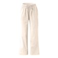 thumbnail image 4 of Pantalon Grand en Lin pour Femmes, Taille Élastique à Cordon, Palazzo Décontracté avec Poches, 4 of 6