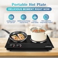 thumbnail image 3 of CUSIMAX 1800W Portable Double Burner Hot Plate – Stainless Steel Countertop Electric Cooktop with Dual Cast Iron Heating Plates, Easy-to-Clean, 3 of 8