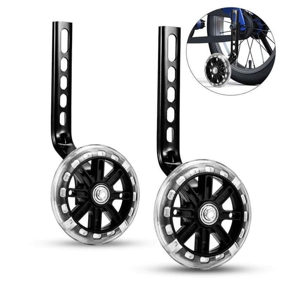 Adjustable Bicycle Training Wheels with Flashy Five-Blade Design - Sturdy, Easy Installation Support Wheels for Kids & Adult Bikes, Enhances Balance & Safety, Durable Black Auxiliary Wheel Accessory