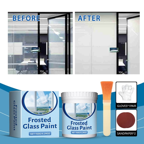 Vaidha Frosted Glass Window Film Spray Paint | 150g Coverage for Privacy & Decoration | Includes Gloves, Brush & Sandpaper | For Bathroom, Kitchen & Office Glass Surfaces