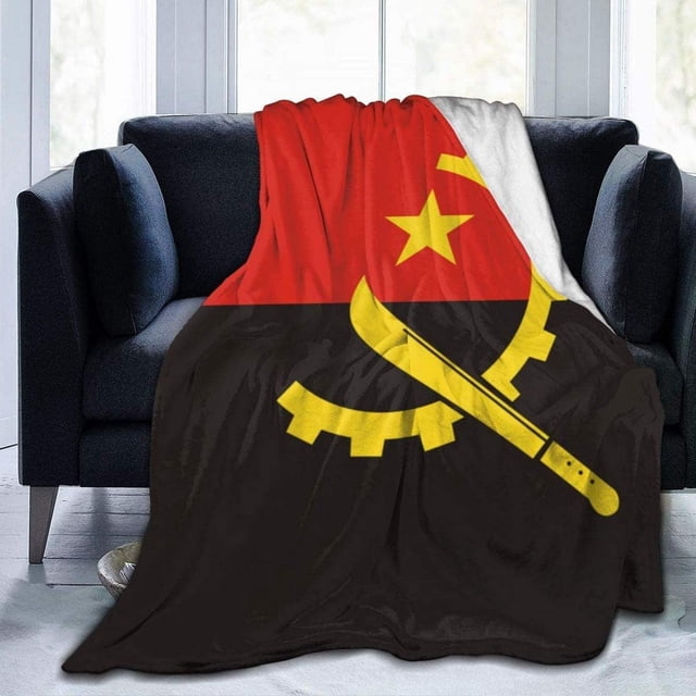 Couverture en Molleton Drapeau de l'Angola Jeté Peluche Duveteux Ultra Doux Réversible en Microfibre Flanelle Couvertures 60"x50 Pouces